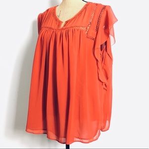 LOFT Orange Top India Loose Sleeveless XL